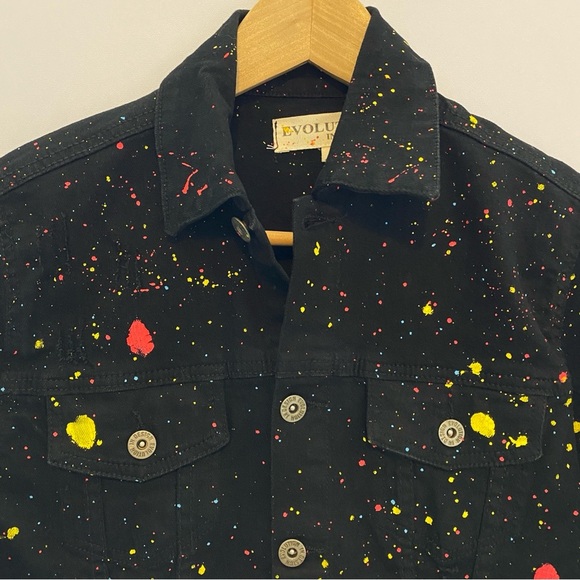 Evolution In Design Denim Jacket Medium Paint Splatter Design C-16161K - Picture 3 of 8